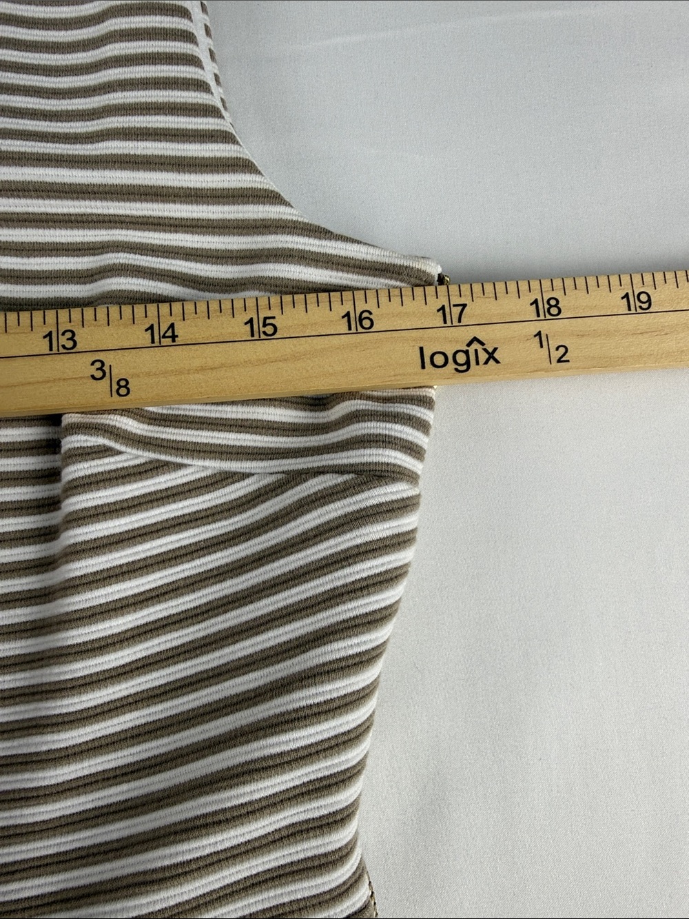 Banana Republic Cream & Tan Striped Work Dress Size 10 Side Zip Stretch EUC - Picture 4 of 8